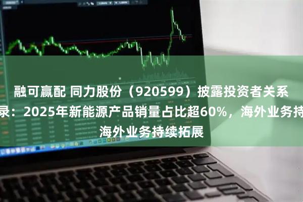 融可赢配 同力股份（920599）披露投资者关系活动记录：2025年新能源产品销量占比超60%，海外业务持续拓展